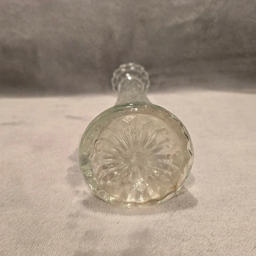 Vintage Anchor Hocking Clear Pressed Glass Bud Vase Stars & Bars Scalloped  9